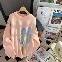 LQ_SONGYI High Quality Autumn Winter Sweaters Pullover Flower Pattern Long Sleeve O Neck Sweater Women Knitted Jumpers Sweater