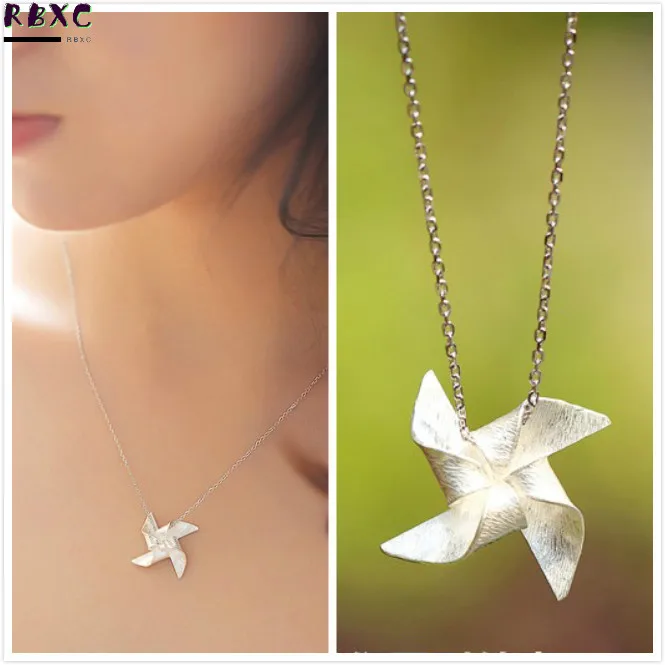 

RXBC 925 Sterling Silver Necklace windmill collarbone chain women's simple short sweet versatile student sterling silver jewelry