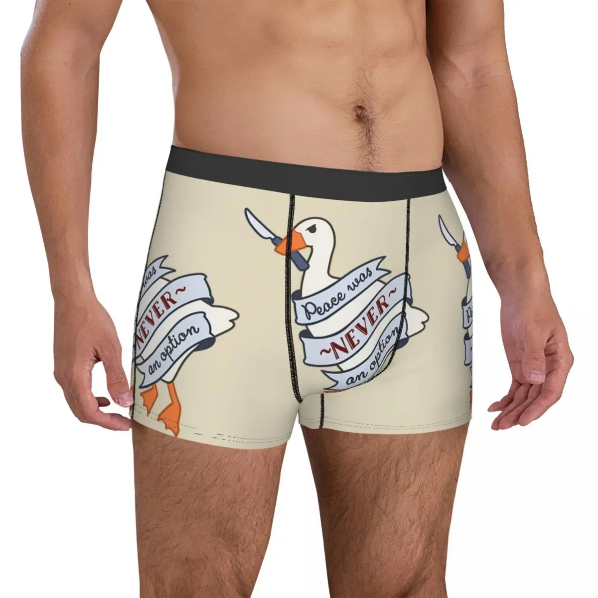

Peace Was Never An Option Underwear untitled goose game humor Man Underpants Sublimation Comfortable Trunk High Quality Panties
