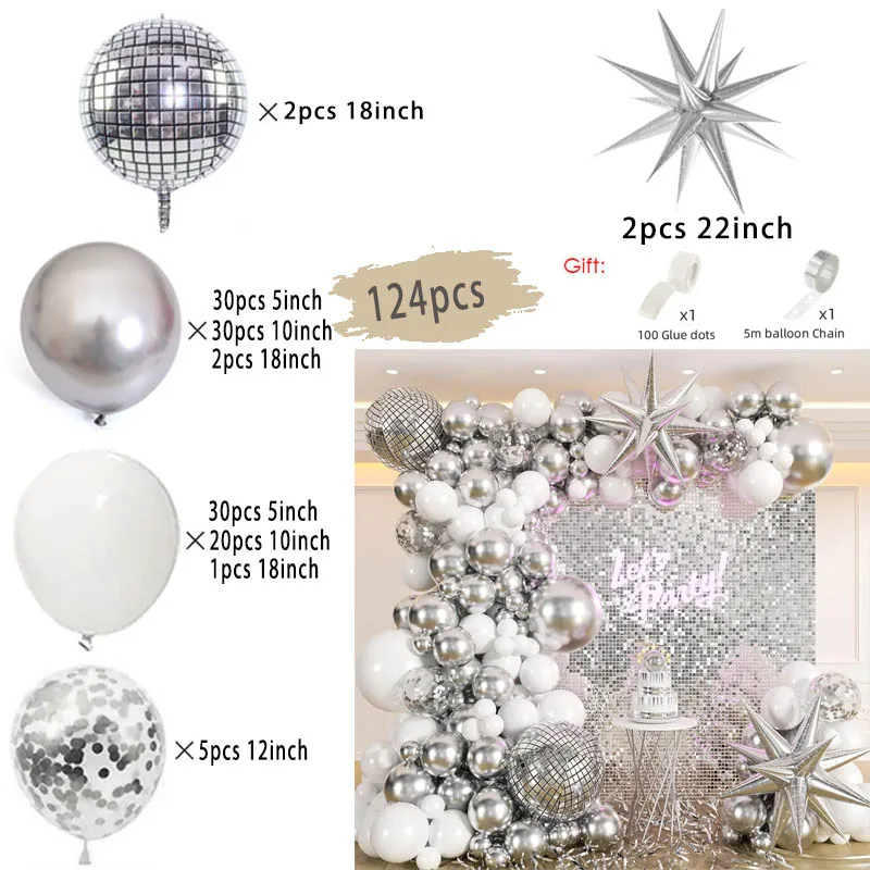 

Серебряный набор воздушных шаров для вечеринки