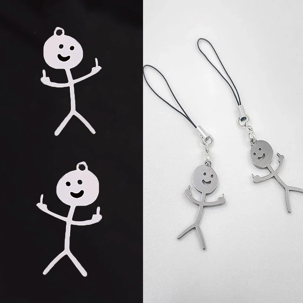 

DOLANBIA Funny Fuxk You Middle Finger Stickman Mobile Phone Lanyard Keychain Cute Wrist Strap Trend School Bag Car Key Pendant