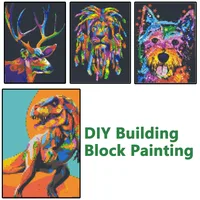 Photo Custom DIY 3D Dinosaur Mosaic Painting Home Animals Lion Tiger Kit Building Block Pixel Art Wall Ideas Pop Surprise Gift
