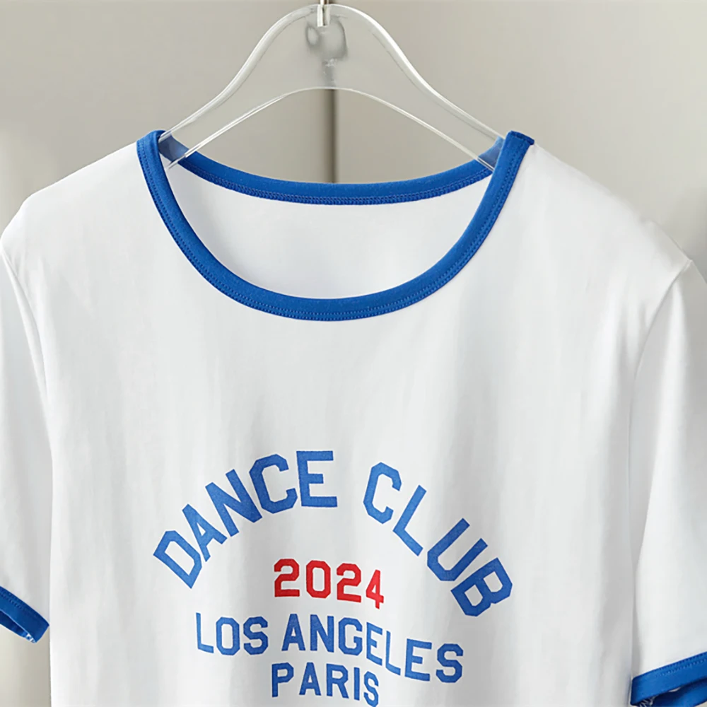 Ретро футболки с зеркальным лоскутным буквенным принтом Rowling женские летние