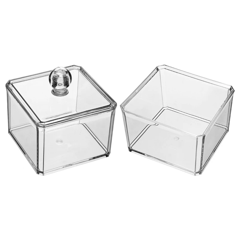 

Cotton Ball and Swab Holder Organizer Stackable Clear Cotton Pad Container for Cotton Swabs Q-Tips Makeup Pads Cosmetics