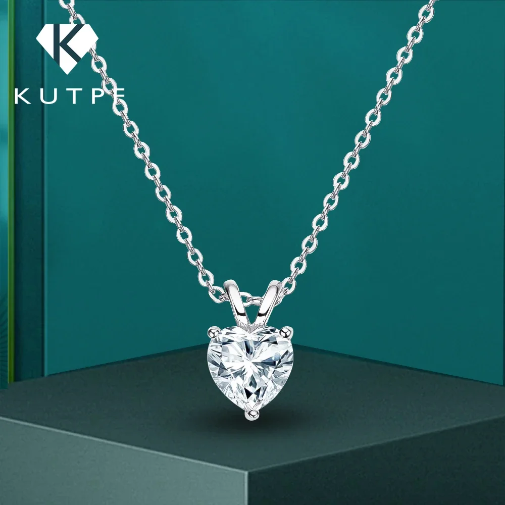 Ожерелье с кулоном в виде сердца муассанитом 1 карат ожерелье из стерлингового