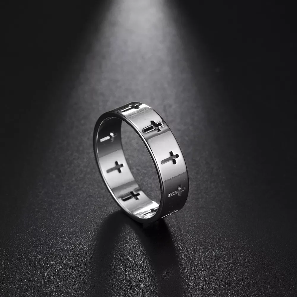 

Stainless Steel Couple Rings Silver Color Supernatural Cross Women's Men's Ring Engagement Wedding Gift Fashion Jewelry