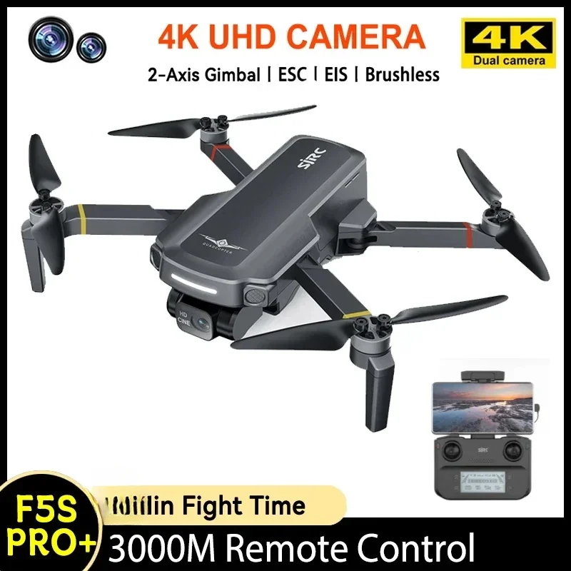 

HJ 2-Axis Gimbal Dron With HD 4K Camera F5S Pro Drone 4K Profesional FPV Brushless Motor Foldable 3KM RC Quadcopter RCToy
