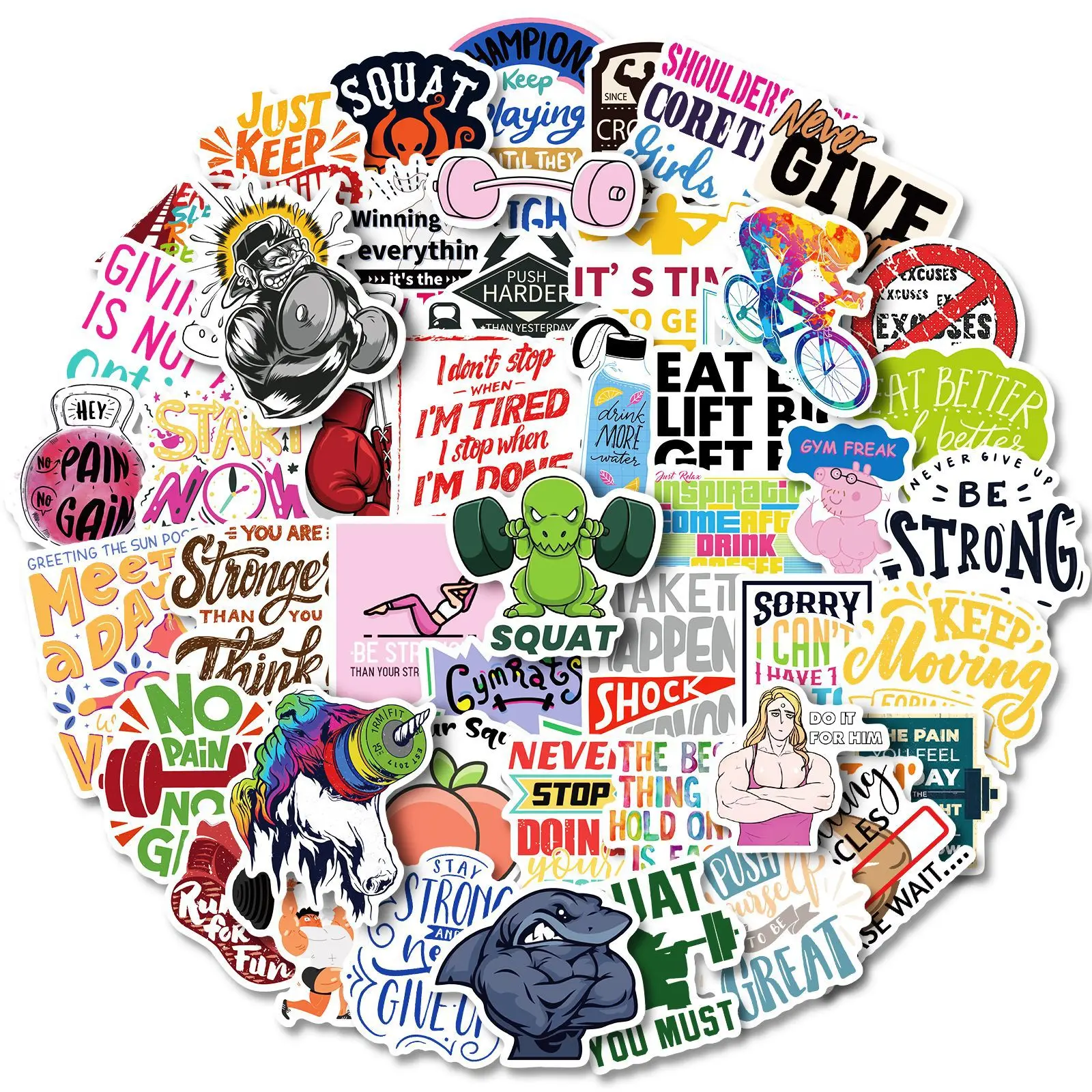 

50pcs Text Gym Culture Inspirational Sunshine Love Sports Life Creative Decoration Stickers