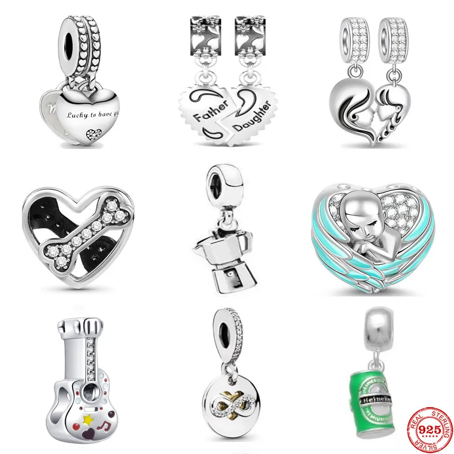 Новый кулон в виде чайника S925 гитары пива неограниченных любовных костей шарм