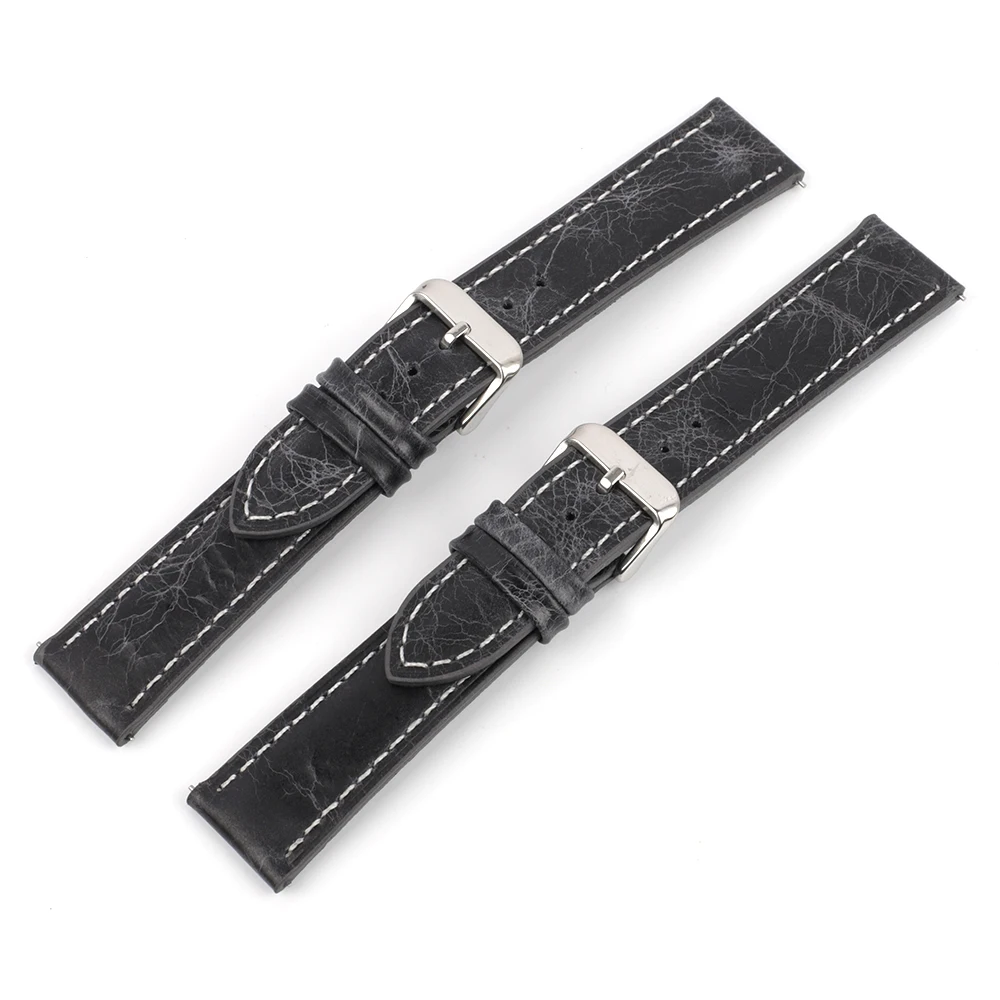 Onthelevel 18 19 20mm Leather Skin Watch Strap 22mm 24mm Soft Black Blue Brown Watchband With Quick Release Bar Wristband #E