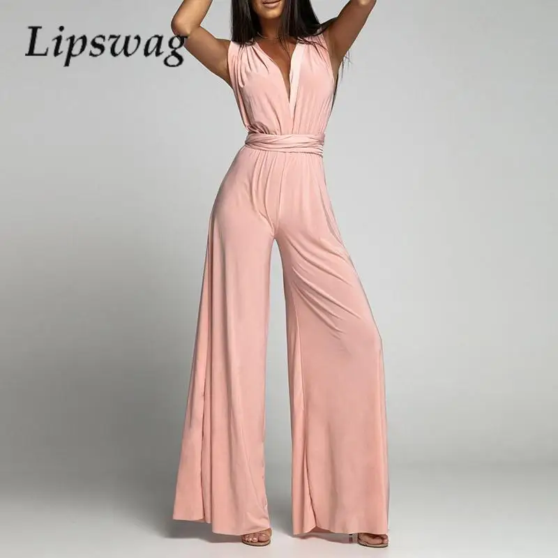

2023 New Fashion Solid One Piece Jumpsuit Women Sexy Slim Waisted Commute Overall Office Lady Summer Elegant Backless Playsuits