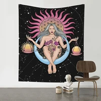 sun moon star goddess tapestry wall hanging tarot hippie faux decor blanket
