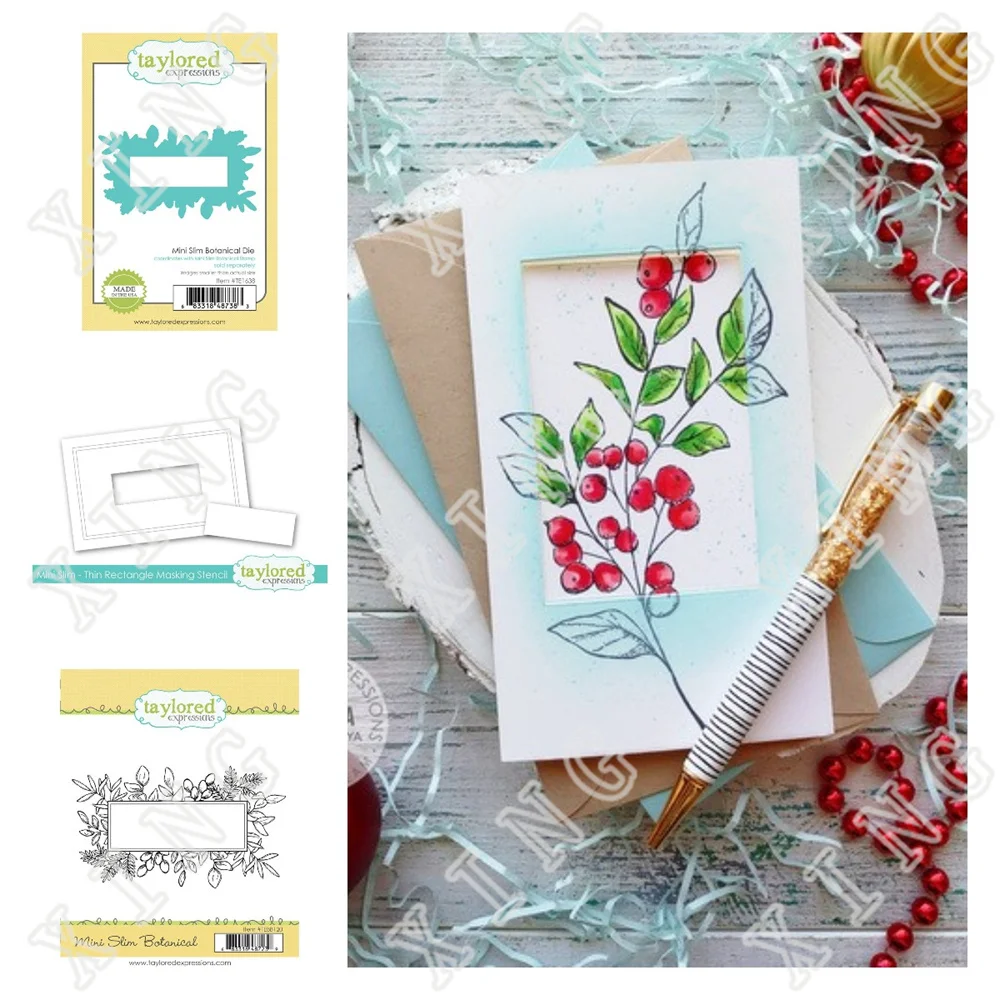 

Mini Slim Botanical Background Cutting Dies Clear Stamps Layering Stencils Diy Craft Paper Greeting Cards Decor Embossing Molds