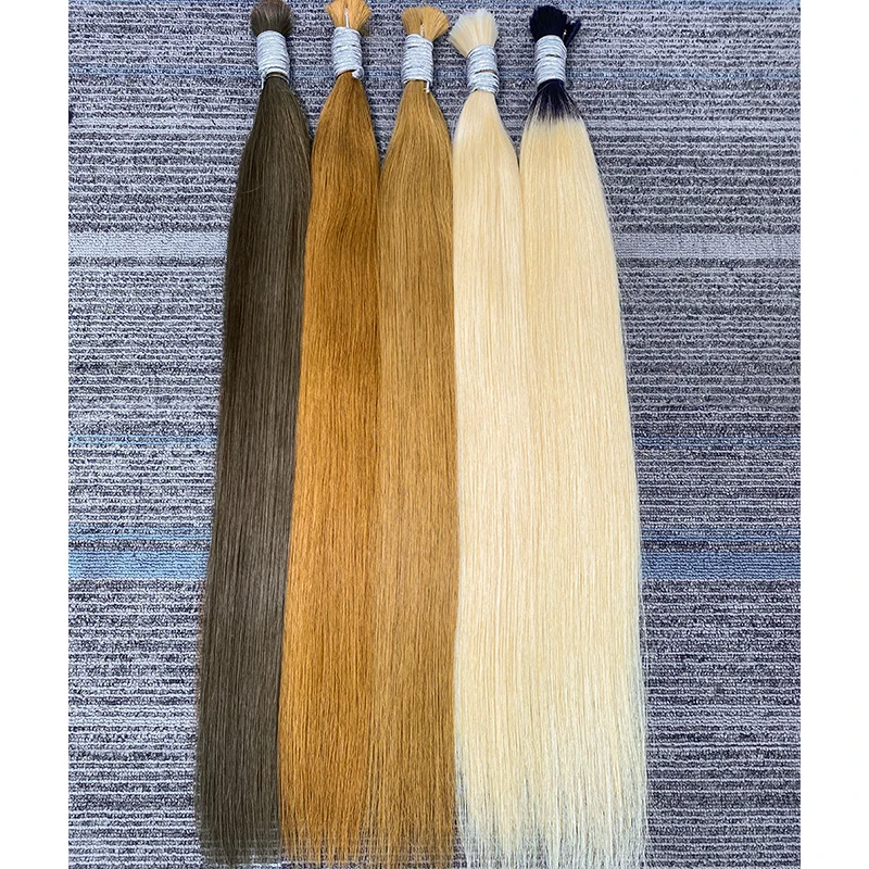 Прямые человеческие волосы 100% для наращивания 50 г 100 объемные плетения без уточка