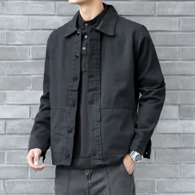 Мужские джинсовые пальто черная винтажная Мужская джинсовая куртка на японских