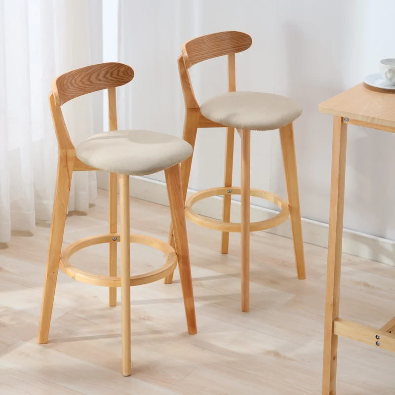 

Bar Chair Solid Wood High Stool Modern Simple Bar Stool Light and Luxurious Back Bar Chair Nordic Family Bar Tables and Chairs