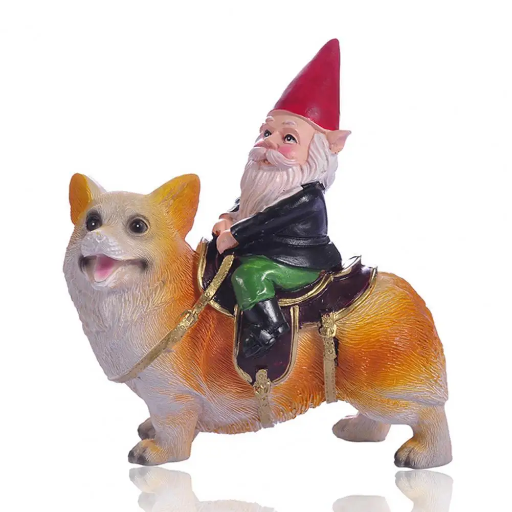 

Riding Dog Decoration Colorful Resin Dog Dwarf Figurine Charming Christmas Ornament for Home Office Decor New Year Gift