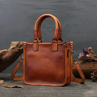 luxury brand bag leather womens bag top layer leather retro high end fashion square bag single shoulder messenger bag handbag