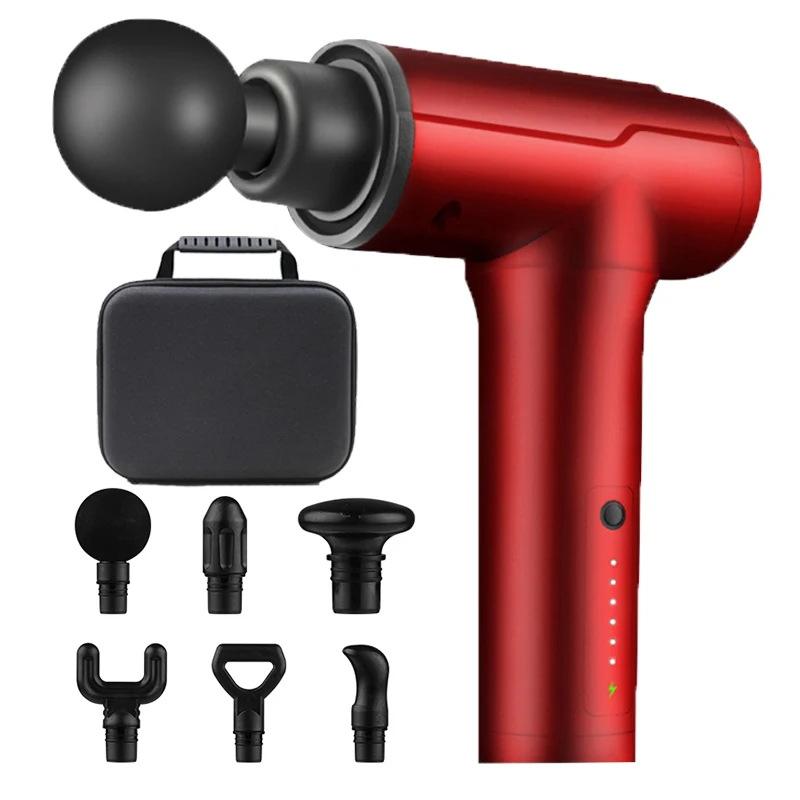 

Массажный пистолет для глубоких тканей, ударный Массажер для мышц для облегчения боли, 6 передач, 6 головок, умный электрический массажер для...