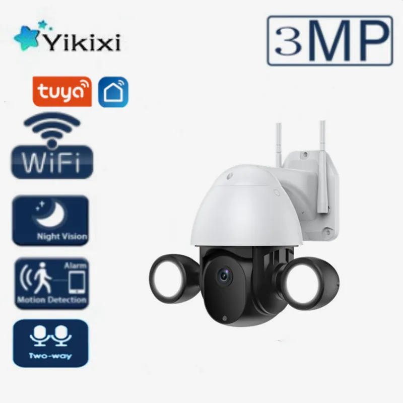 

HD 3MP Wifi IP Camera Outdoor Tuya Smart AI PTZ Wireless Camera Two way Audio Full Color Night CCTV Video Surveillance Camera