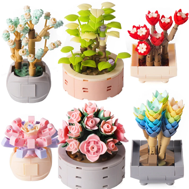 

Горшечные строительные блоки, искусственный кактус, DIY MOC, Гипсофила, бонсай, дерево, сады, кирпичи, модель, детские наборы, игрушки, подарки