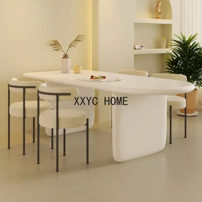 Минималистичные Сланцевые обеденные столы Овальный ретро скандинавский дизайн