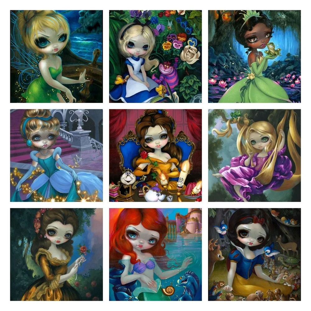 

Disney 5D DIY Diamond Painting Cross Stitch Set Cartoon Princess Girl Hand Gift Children's Home Living Room Wall Art Decoration