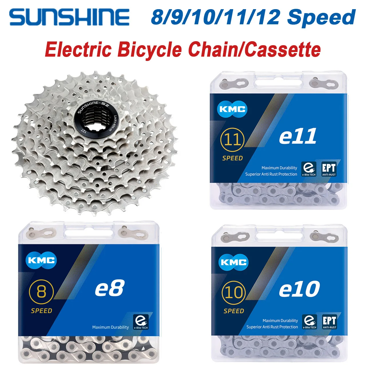 

Цепь для электровелосипеда KMC e8 e9 e10 e11, цепь для электровелосипеда с храповым механизмом 8 9 10 11 12 Скоростей, 36/42/46/50T K7 8S