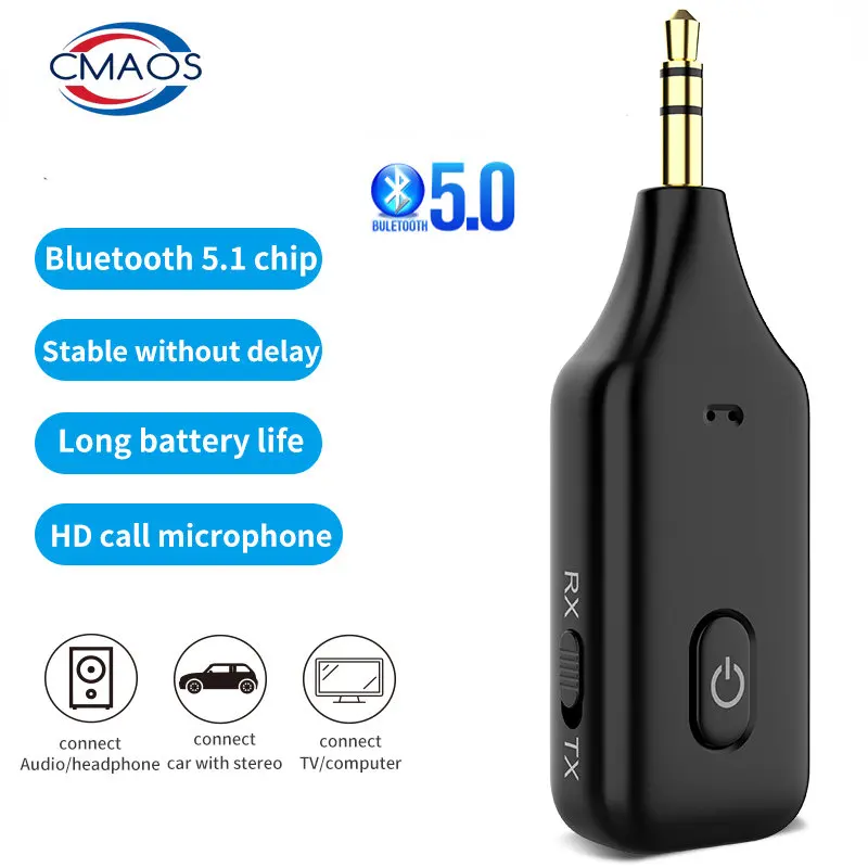 

2 in 1 Wireless Bluetooth 5.0 Receiver Transmitter Adapter 3.5mm Jack For Car Music Audio Aux A2dp Headphone Reciever Handsfree