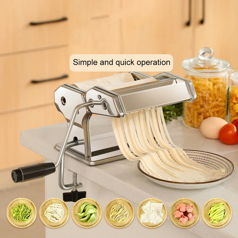 Stainless Steel Pasta Maker Manual Noodle Maker Thickness Adjustable Hand Crank Noodle Press For Spaghetti Kitchen Tools