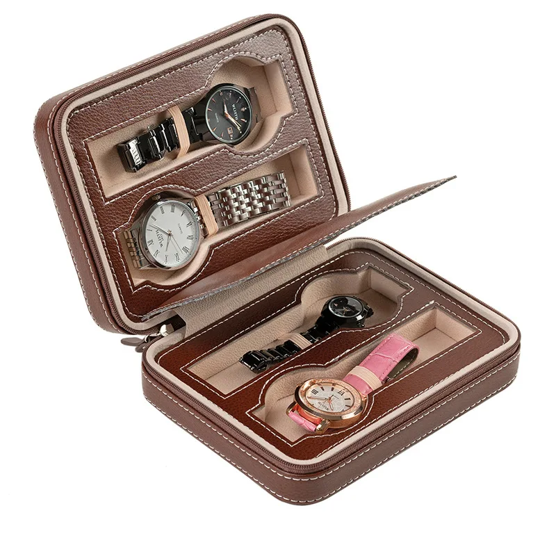 Watch Case Storage Bag 2-Digit 4-Digit 8-Digit Watch Storage Bag Watch Case Leather Bag Portable Watch Zipper Bag