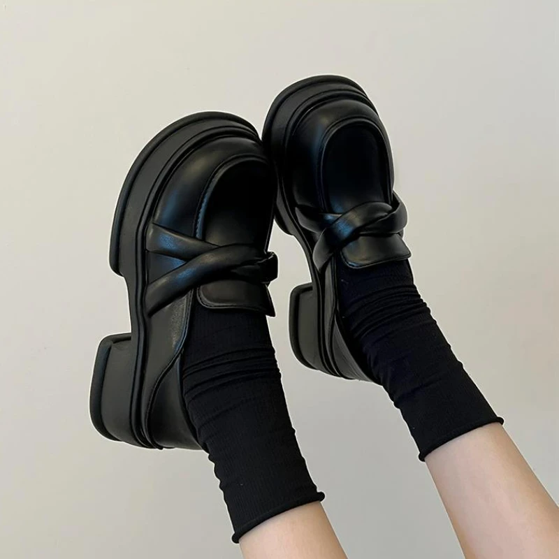 Loafers for Women Designer Fashion Pumps Shoes Ladies Casual Slip-on Square Toe Platform Office Shoes Footwear Zapatos De Mujer