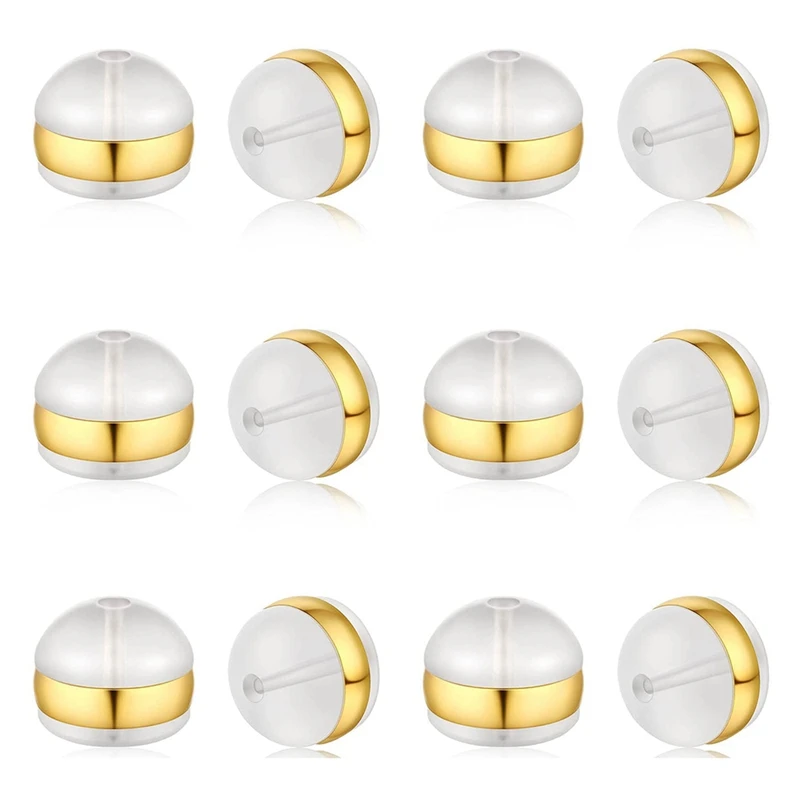 

100Pcs Soft Silicone Earring Backs For Studs Gold Belt Rubber Earring Backs Replacements Hypoallergenic