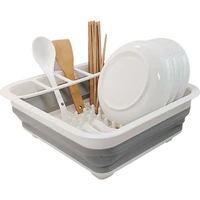 foldable dish rack kitchen with drain hole bowl spoon chopsticks tableware plate organizer holder silicone home storage