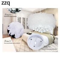 modern white ball feather crystal chandelier 5 lights ceiling bedroom decorationinterior lighting living room dining room