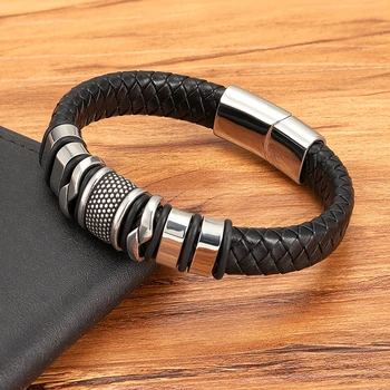 Fashion Braided Rope Wrap - Black Leather Bracelet 2