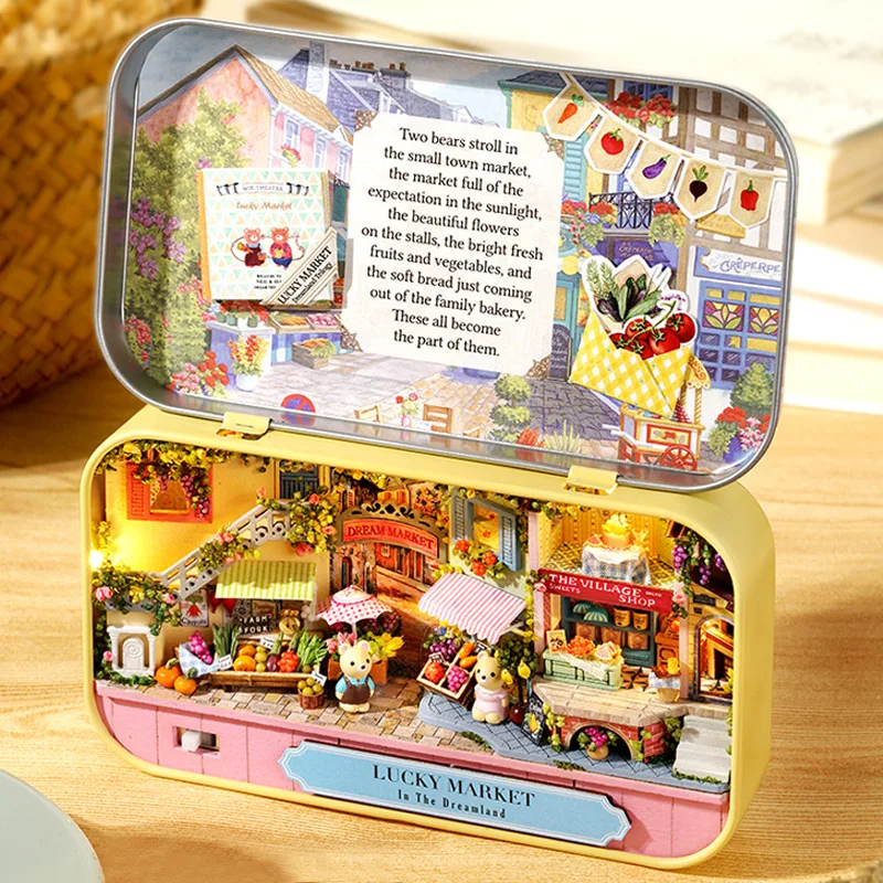 

Micro World Box Figurines for Kids DIY Handmade House Funny Mini Car Ferris Wheel Building Micromodel for Home Decoration