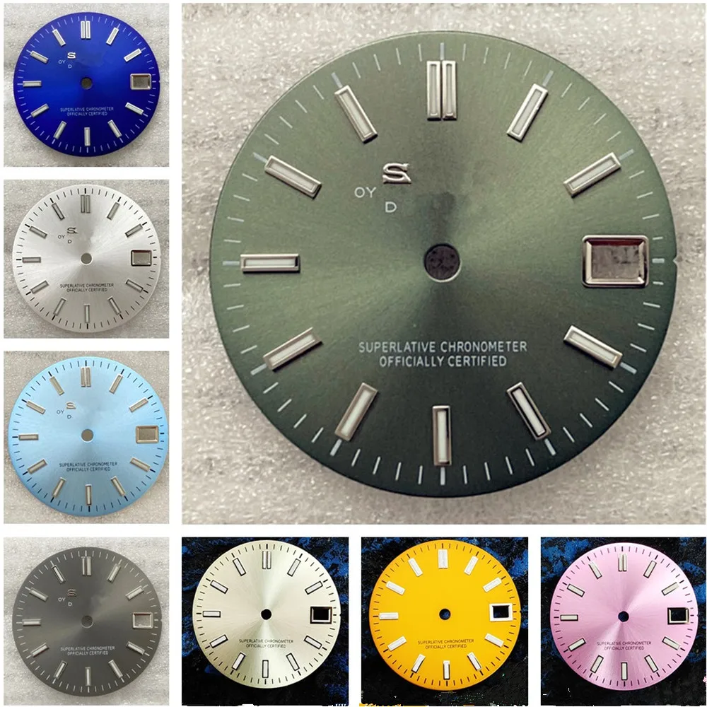 

Циферблат оливково-зеленого цвета, циферблат с логотипом Nh35 S, 28,5 мм, часовые часы Nh35, циферблат для замены SKX007, аксессуары для часов, циферблат для ремонта часов