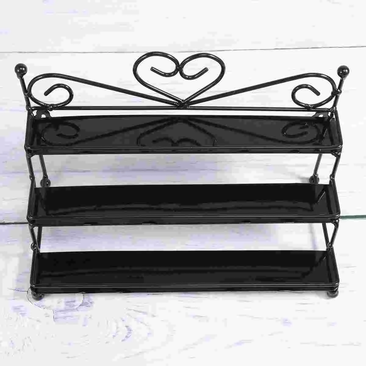 

Metal Nail Polish Organizer Holder Table Nail Posh Dispaly Organizing Rack (Black)