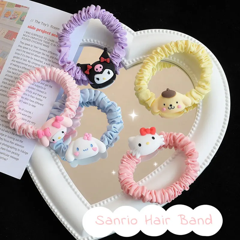 

Sanrio Hello Kitty Headrope Student Cartoon Elastic Hair Ropes Kawaii My Melody Hair Band Hair Accessories Ponytail Holder Gifts