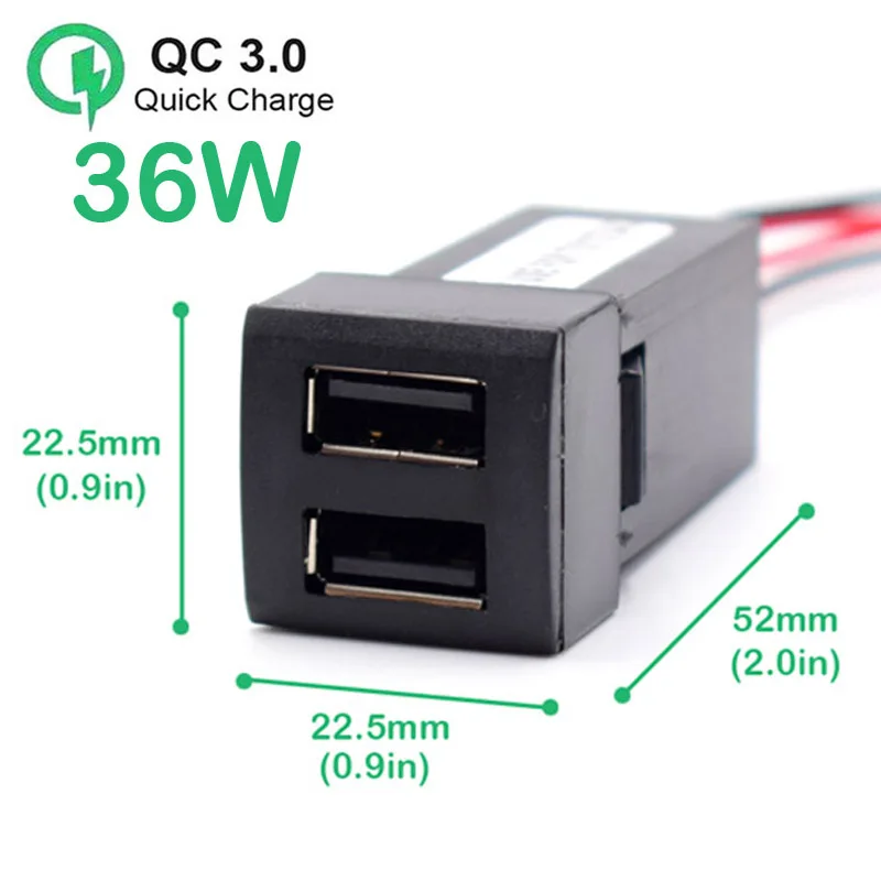 

Двойное 2 USB QC3.0 36 Вт быстрое автомобильное зарядное устройство для мобильного телефона Toyota Land Cruiser Prado 150 Series Rav4 Camry Hiace Corolla