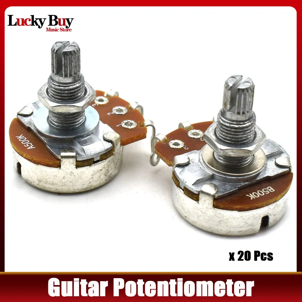 

20pcs A500K/B500K/A250K/B250K Electric Guitar Split Shaft Linear Taper Potentiometer Volume Tone Pot