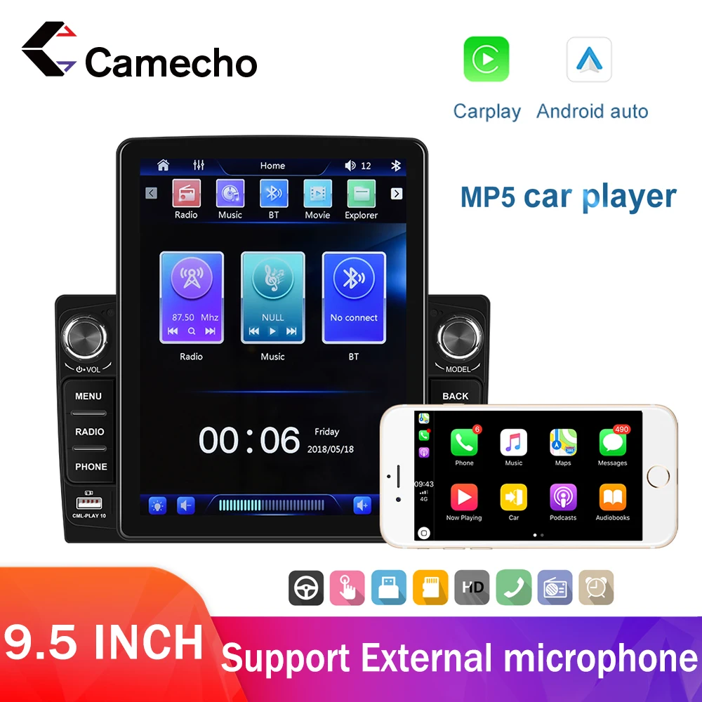 Автомагнитола Camecho мультимедийный видеоплеер с вертикальным экраном 9 5 дюйма для