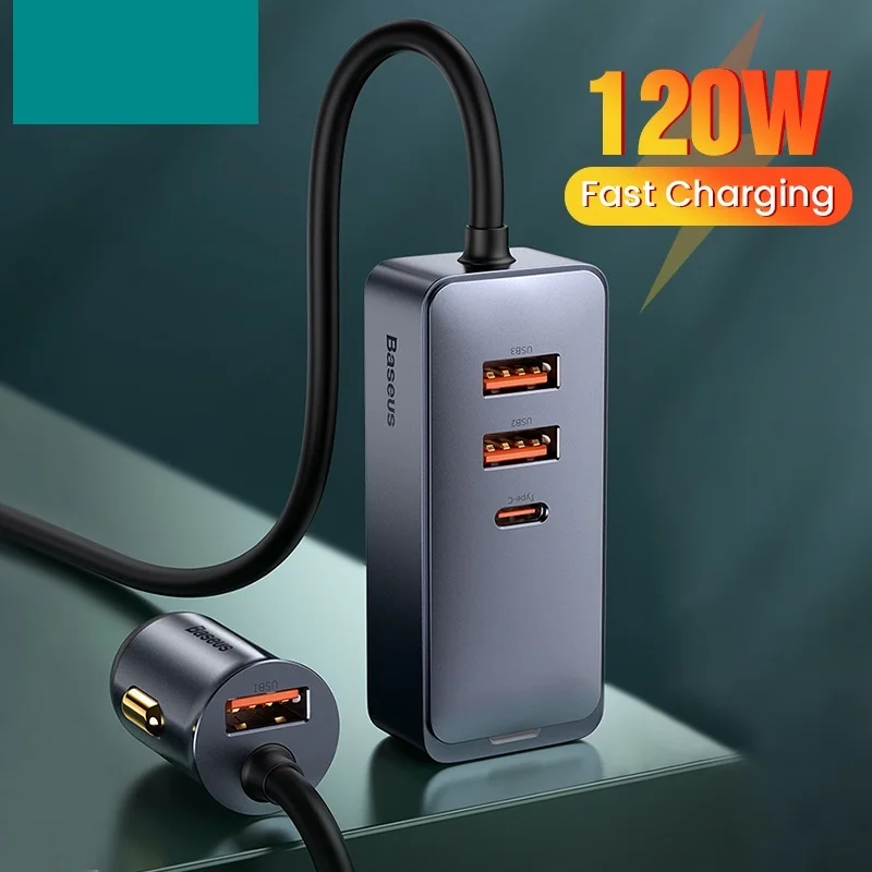 

Автомобильное зарядное устройство Baseus 120 Вт USB Type-C, быстрая зарядка для iPhone 12 Pro, Xiaomi, Samsung мобильный телефон PD QC 3,0 USBC, автомобильное зарядное у...