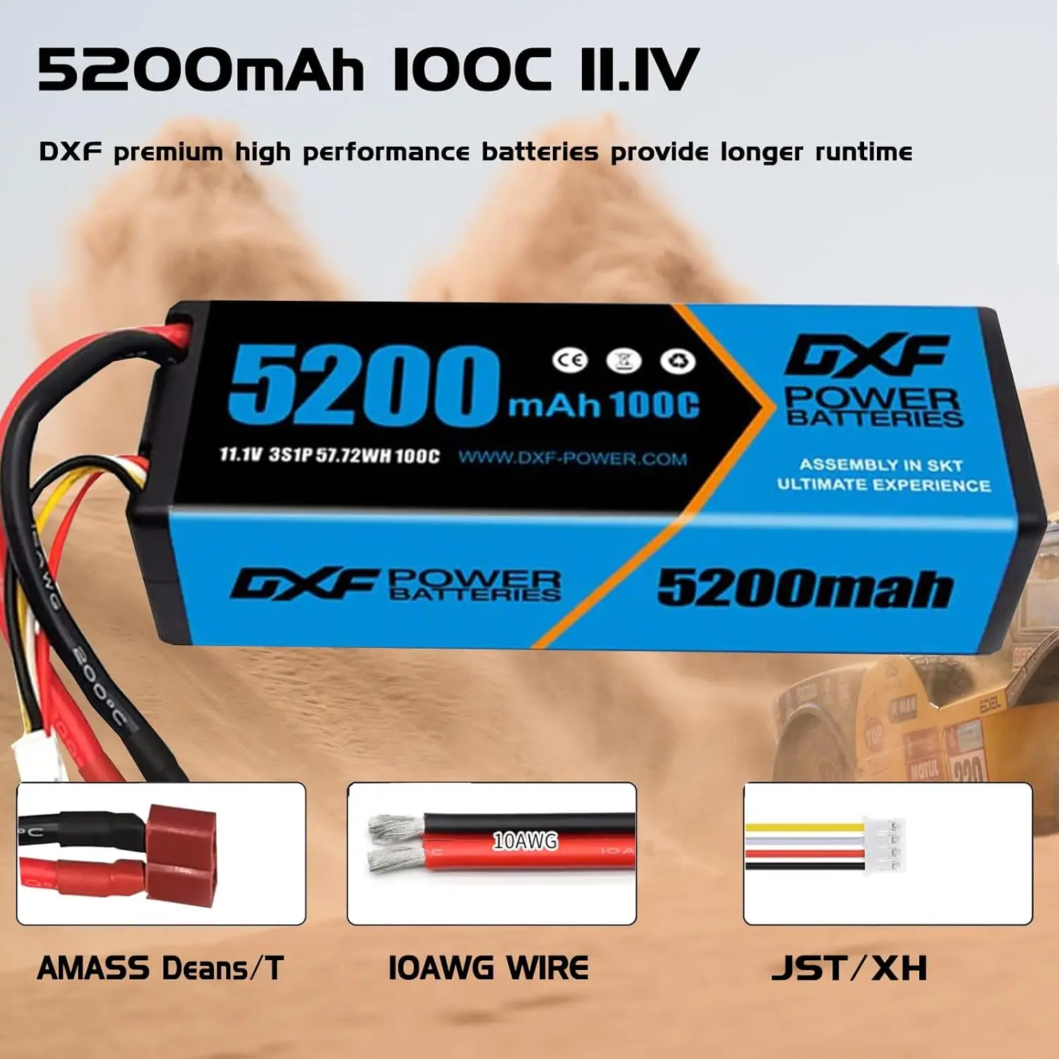 DXF 5200 мАч 3S Lipo аккумулятор 11,1 В 100C с разъемом DeansT жесткий чехол для радиоуправляемого автомобиля, лодки, грузовика, вертолета, самолета (art.: 3920ccbf36591) - 3920ccbf36591