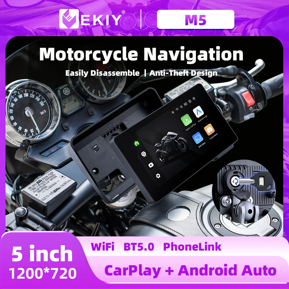 EKIY 5-дюймовый навигационный беспроводной CarPlay Android Auto Airplay экран портативный пульт