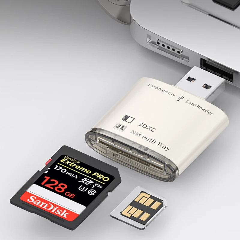 

USB-устройство для чтения карт памяти Nano для Windows Mac OS Linux Поддержка OTG Система Android USB интерфейс для SD/NM кардридера
