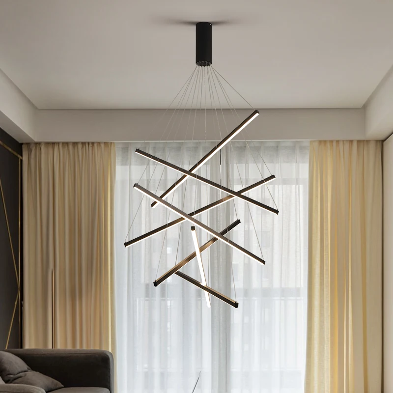 

Art Led Chandelier Pendant Lamp Light Room Decor Christmas Decoration Stair simple duplex high-rise hall creative personality
