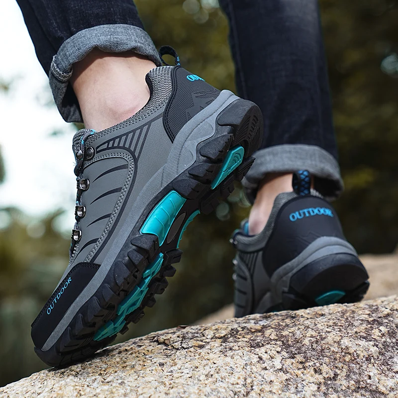 HIKEUP Men Sport Walking Shoes Low-Top Outdoor Shoes For Men Hiking Men Shoe Leisure Breathable Hard-Wearing Comfortable