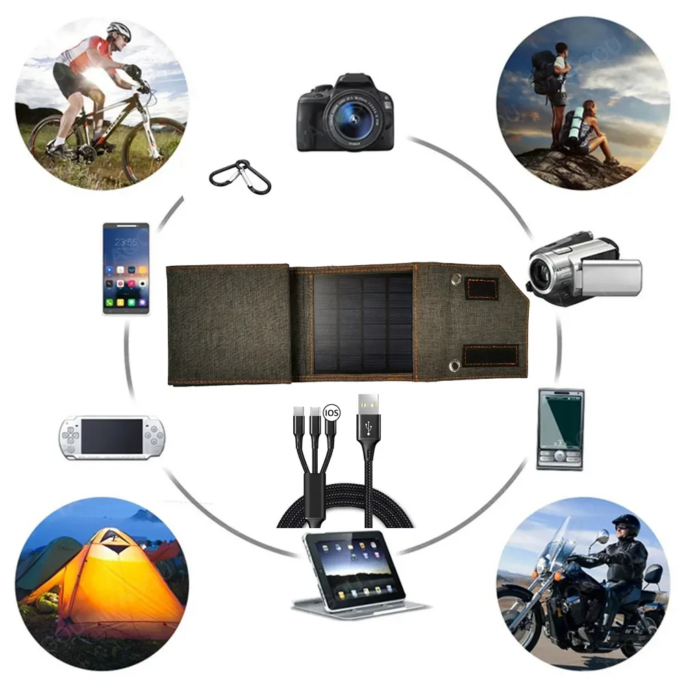 Складная солнечная панель 150 Вт, быстрая зарядка, 5 В, а, водонепроницаемая уличная сумка Sunpower для внешнего аккумулятора, для кемпинга, походов, 3/4 сложения